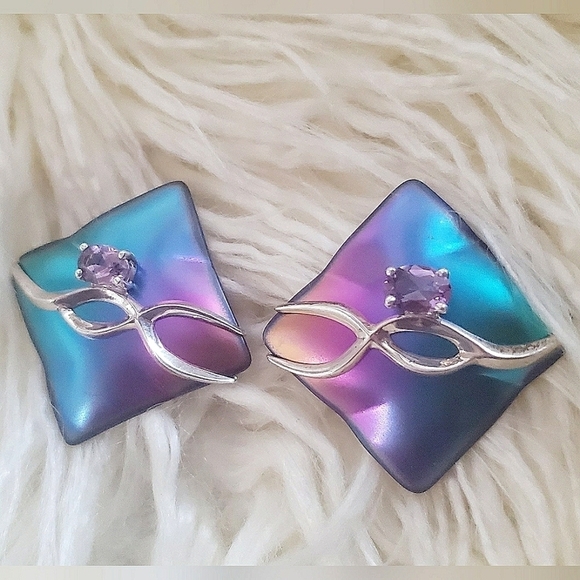 💃Aqua Square Shaped Earrings. 🌴 - Picture 1 of 5